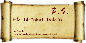 Pölöskei Iván névjegykártya